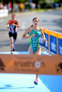 Ashleigh Gentle in the finishing chute