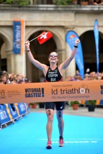 Caroline Steffen winning the ITU Long Distance Triathlon World Champs