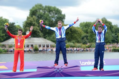 The mens olympic triathlon podium