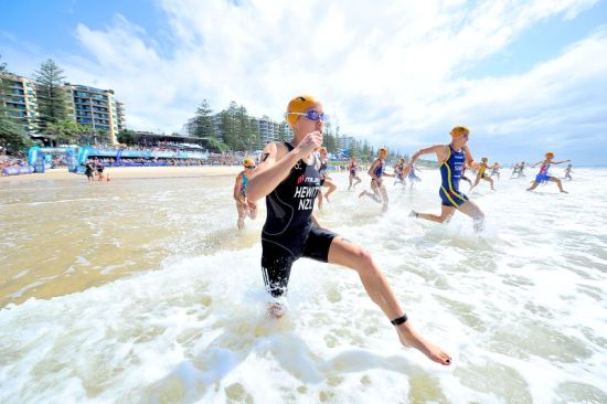 Andrea Hewitt at the start of Mooloolaba 2012