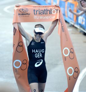 Anne Haug, womens winner at Mooloolaba