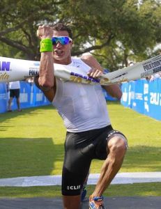 Terenzo Bozzone celebrates a race record win in Florida