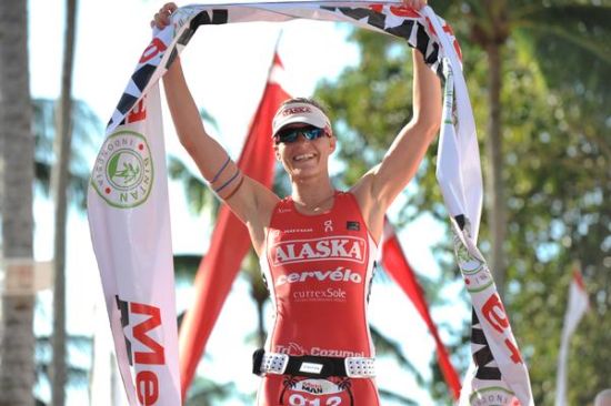 Caroline Steffen claiming the womens title at MetaMan Bintan