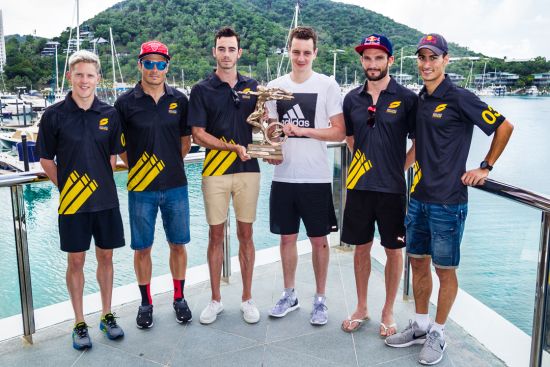 L-R: Henri Schoeman, Javier Gomez, Jake Birtwhistle, Alistair Brownlee, Richard Murray and Mario Mola