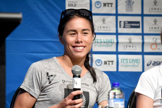 Andrea Hewitt at the pre-race press conference